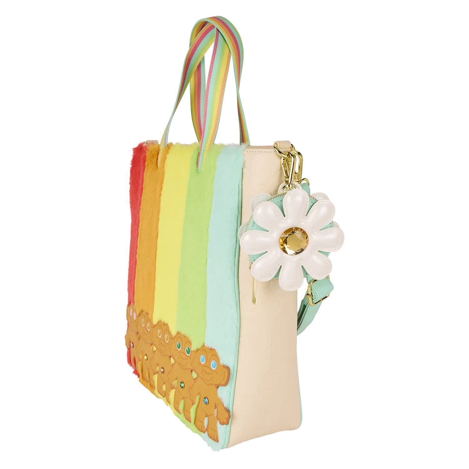 Classic Good Luck Trolls Plush Glitter Tote Crossbody Bag with Coin Bag - Image 4