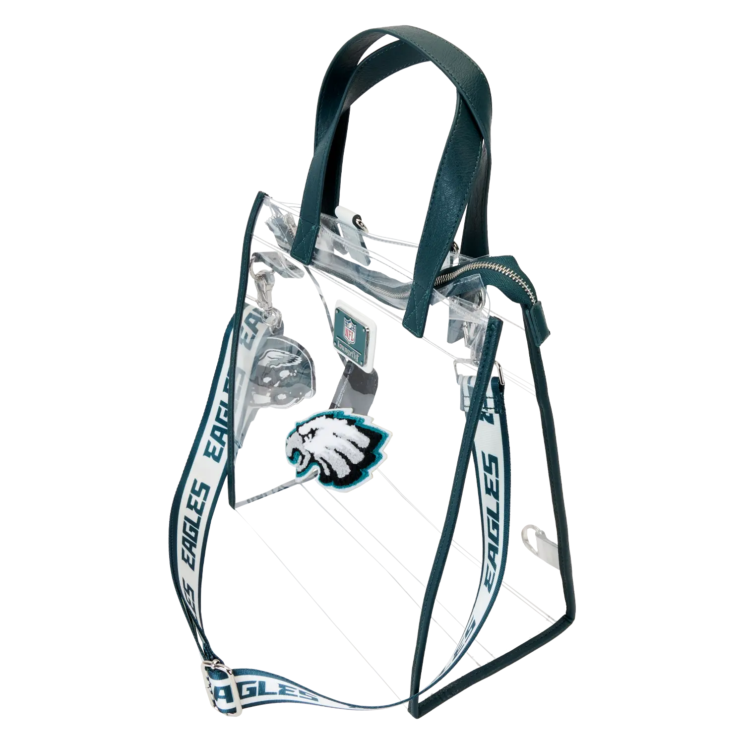 NFL Philadelphia Eagles Clear Convertible Backpack & Tote Crossbody Stadium Bag - Image 5