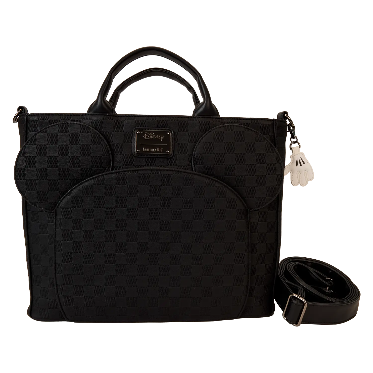 Mickey Mouse Checkered Texture Convertible Backpack & Tote Crossbody Bag