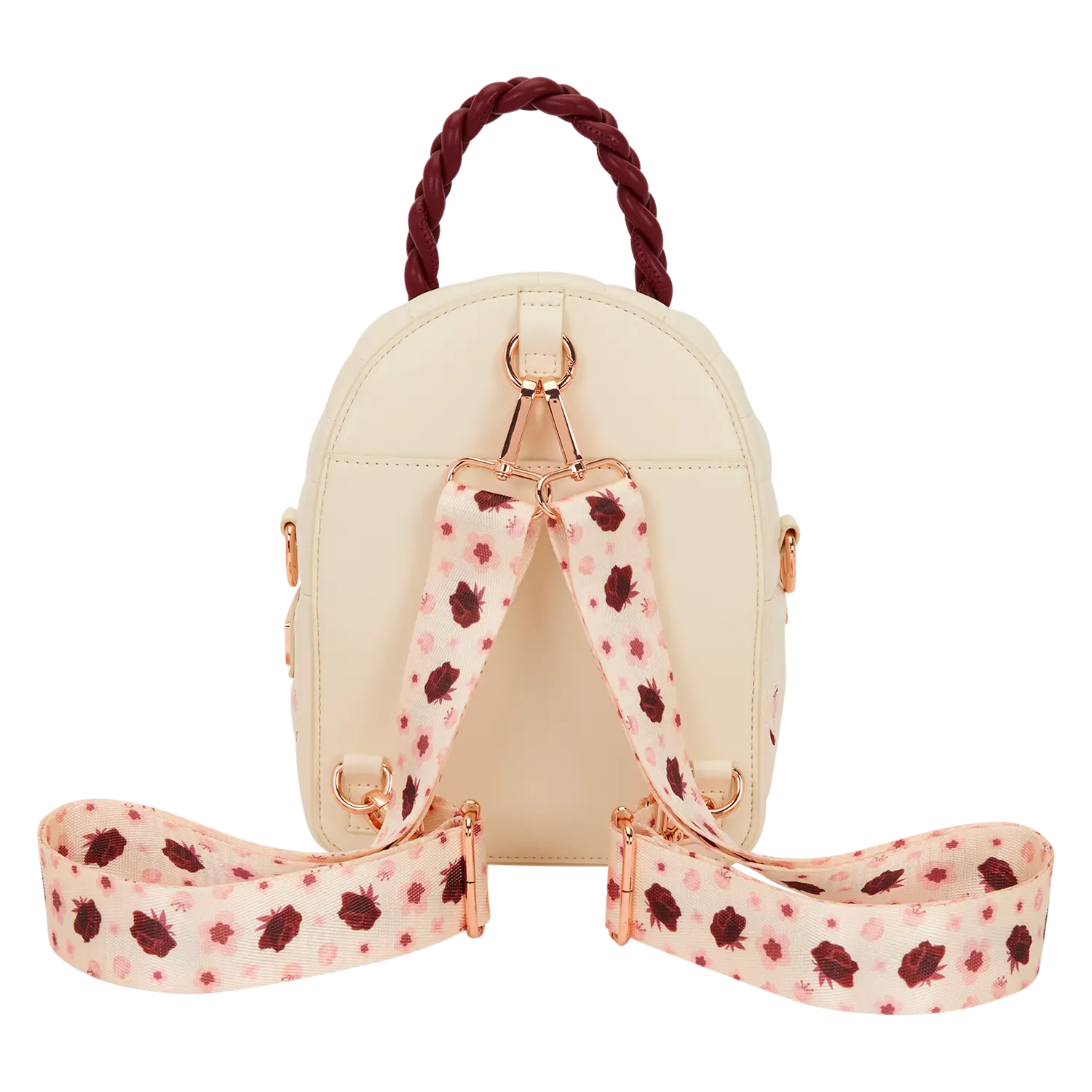 Loungefly Cream & Red Floral Convertible Mini Backpack & Crossbody Bag - Image 4