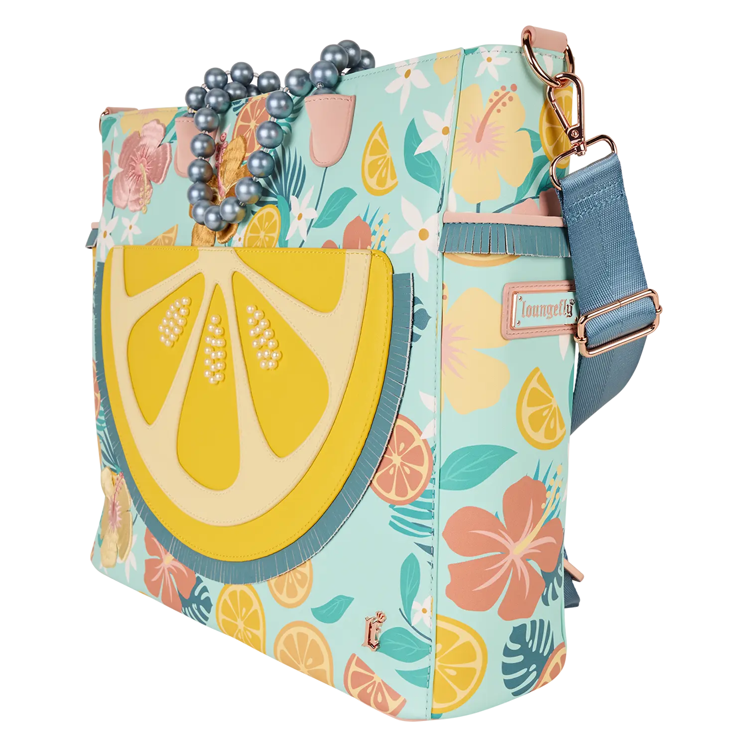 Loungefly Tropical Lemon Floral Convertible Backpack & Tote Crossbody Bag - Image 3