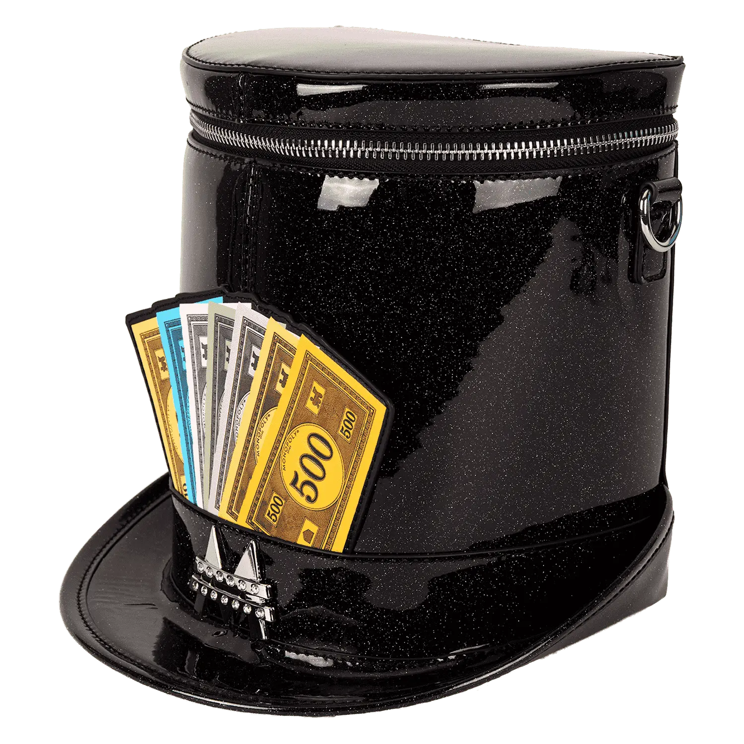 Monopoly 90th Anniversary Top Hat Glitter Figural Crossbody Bag - Image 5