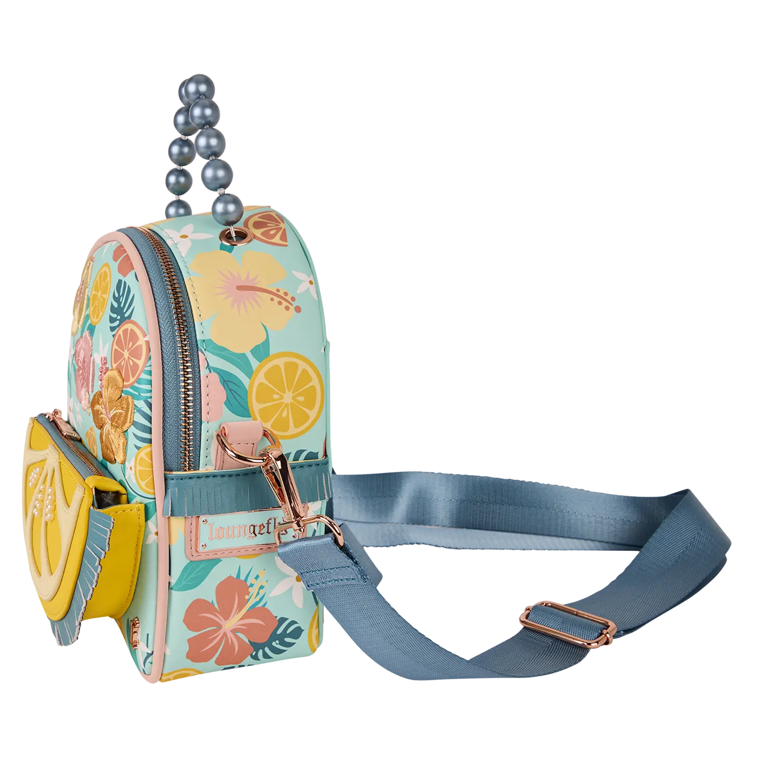 Loungefly Tropical Lemon Floral Convertible Mini Backpack & Crossbody Bag - Image 3