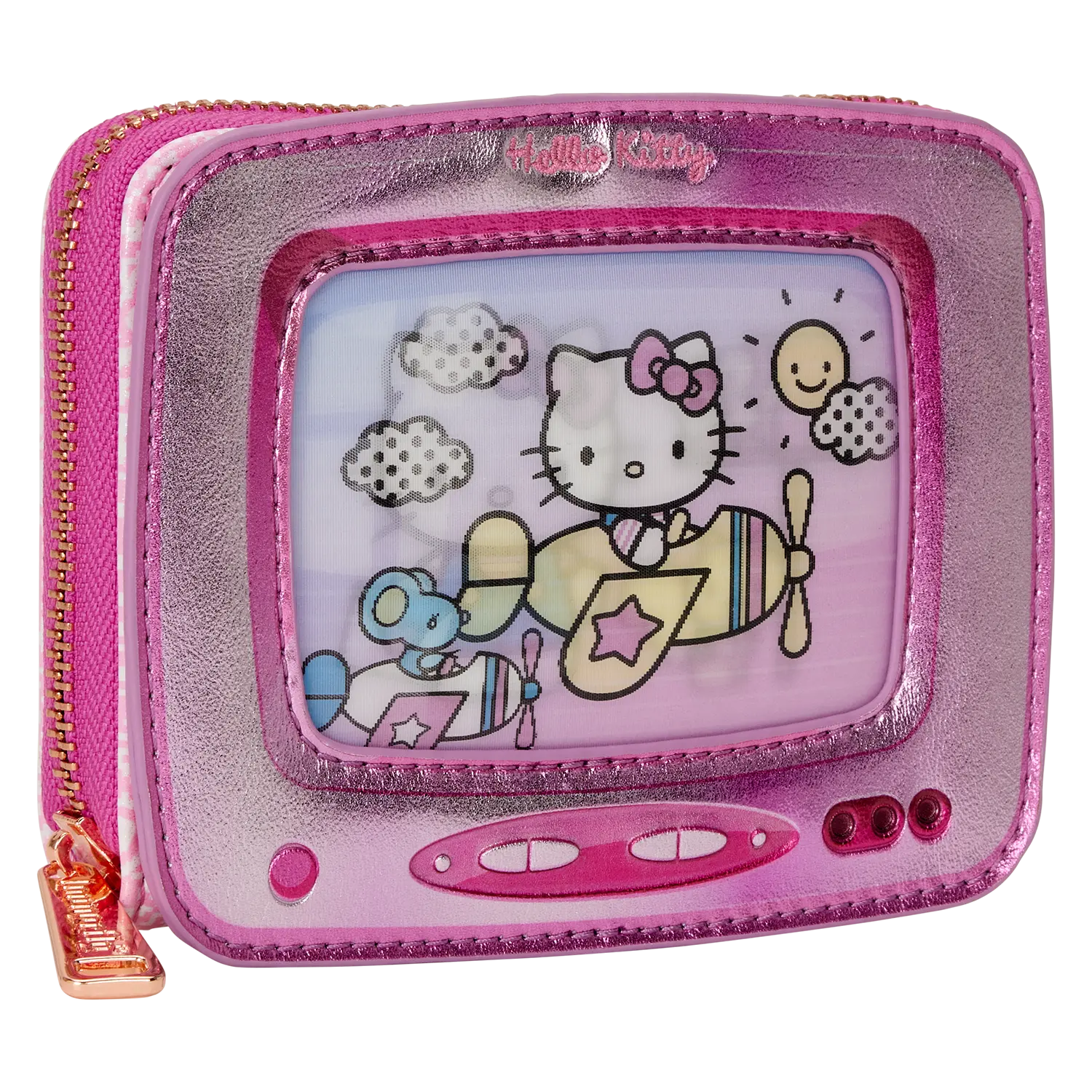 Sanrio Exclusive Hello Kitty Vintage TV Lenticular Zip Around Wallet - Image 4