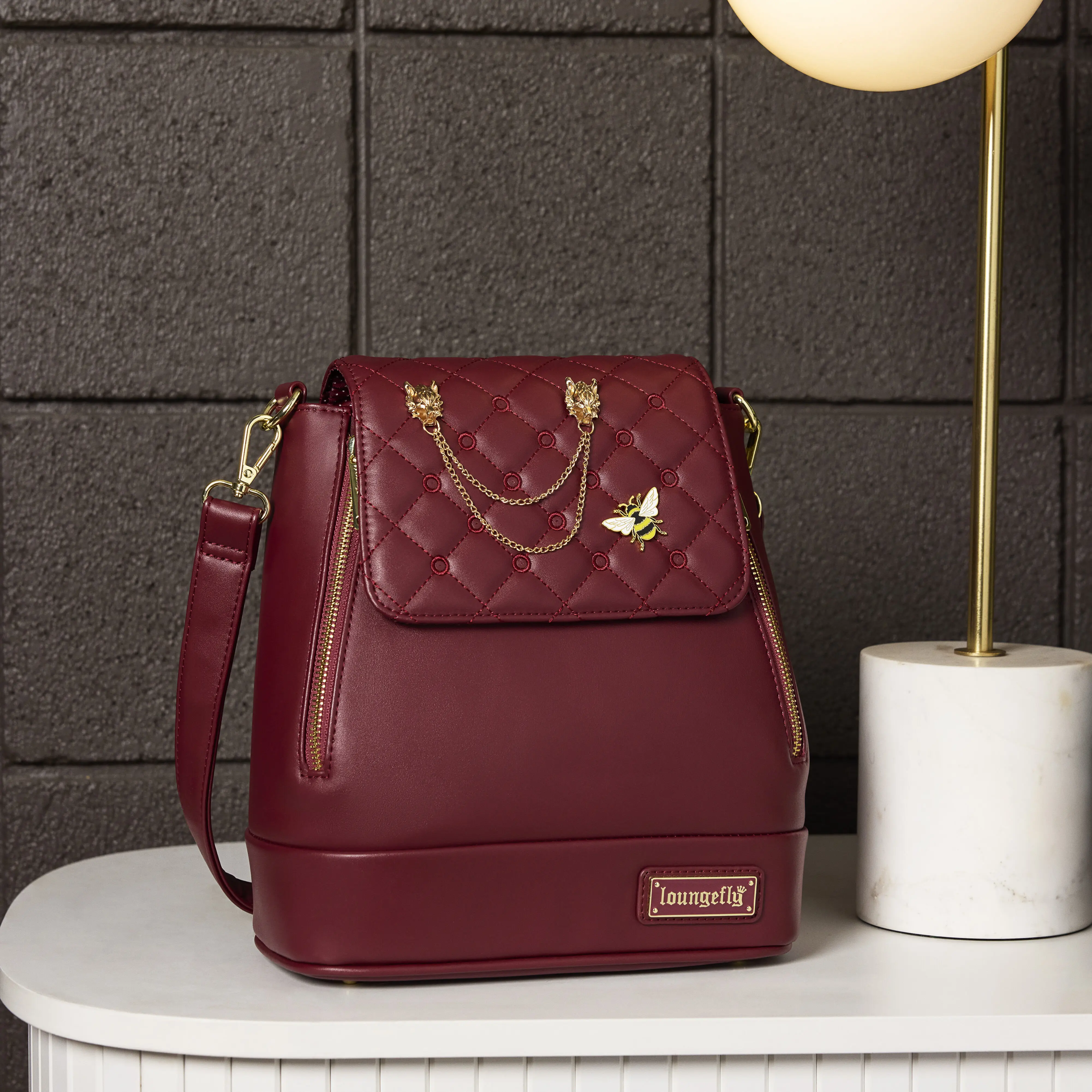 Loungefly The Lilly Red Convertible Mini Backpack & Crossbody Pin Trader Bag - Image 5