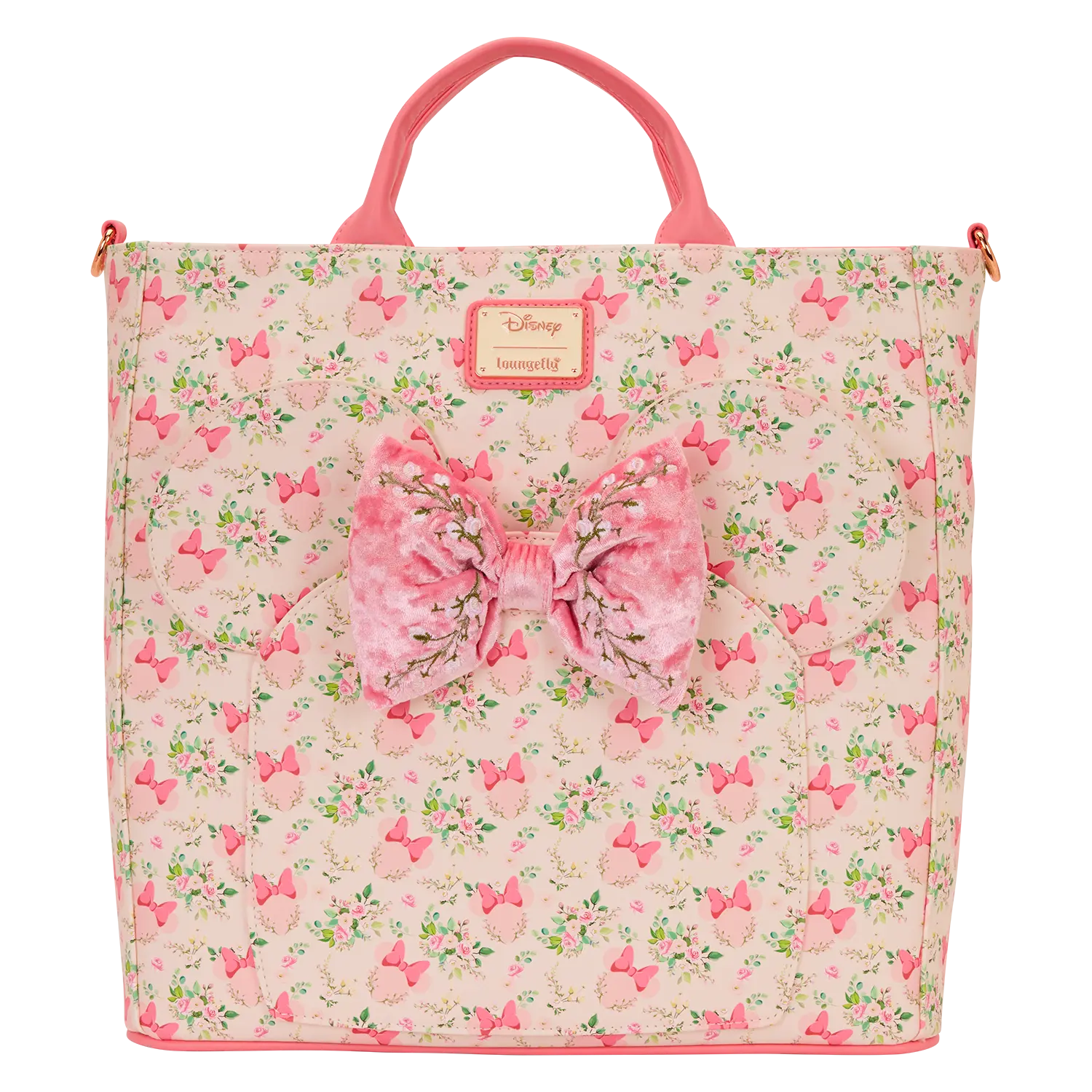 Minnie Mouse Floral All-Over Print Convertible Backpack & Tote Crossbody Bag